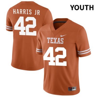 Texas Longhorns Youth #42 D.J. Harris Jr Authentic Orange NIL 2022 College Football Jersey KCM52P5P